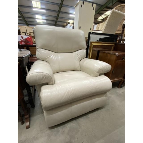 44 - Cream leather Sherborne manual reclining armchair 105H 92W 85D (as found)