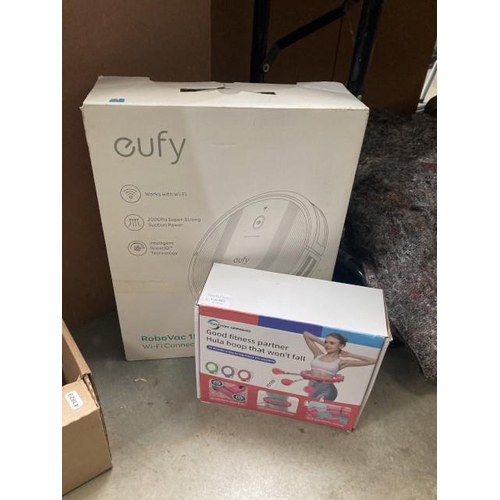 463 - Boxed Eufy RoboVac 15c Max wi-fi connected robotic vacuum cleaner and a boxed Cotton Yangda weighted... 