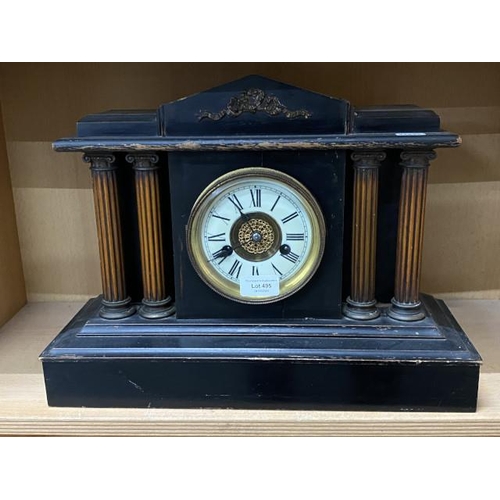 495 - Victorian mantel clock with key