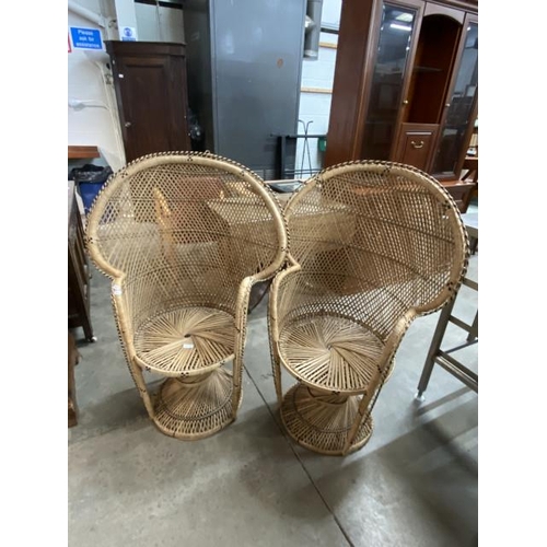 53 - 2 wicker 'Peacock' chairs 112H 78W 48D