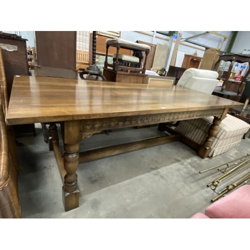 54 - 17th century style oak refectory table (seats 10 people) 77H 230W 99D