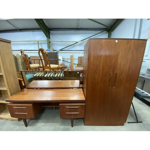 62 - Mid century teak G Plan 'Fresco' dressing table 120H 153W 46D and a matching fitted wardrobe 176H 92... 