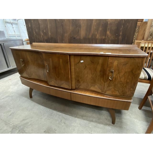 65 - Mid century 'Beautility' walnut metamorphic cocktail sideboard 86H 155W 48D