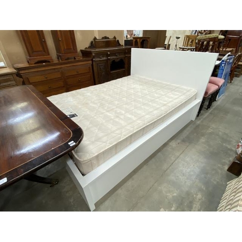 71 - Contemporary white gloss Double  Bed frame with a Next Cambridge mattress