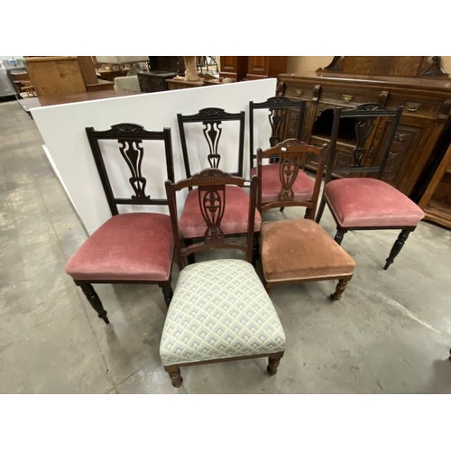 72 - 4 Edwardian mahogany dining chairs and 2 mahogany nursing chairs