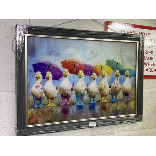 79 - Framed ducks print on glass 68x48cm NEW