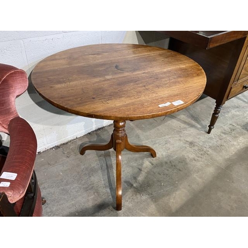 80 - 19th century fruitwood tripod table 69H 75cm diameter