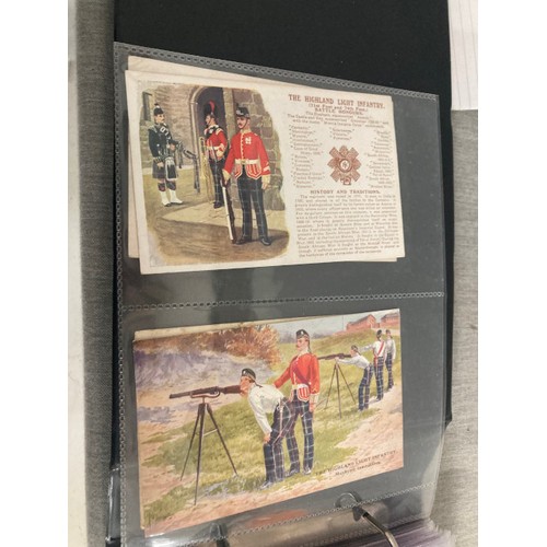 371 - 150+ military postcards in 3 albums