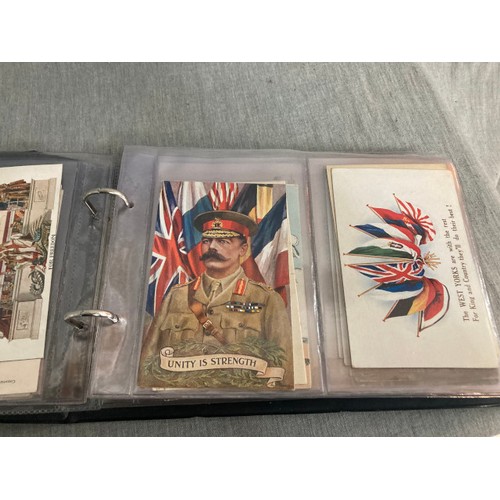 371 - 150+ military postcards in 3 albums