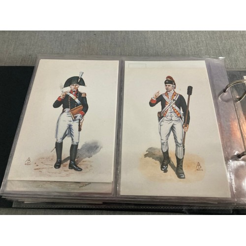 371 - 150+ military postcards in 3 albums