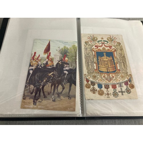 371 - 150+ military postcards in 3 albums