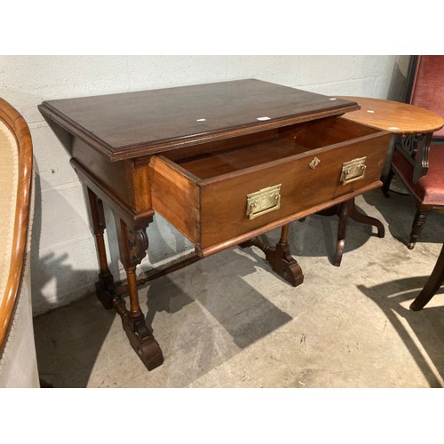 89 - The Manchester Furnishing Cabinet Makers, Victorian mahogany architectural desk/hall table 82H 93W 5... 