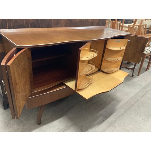 65 - Mid century 'Beautility' walnut metamorphic cocktail sideboard 86H 155W 48D