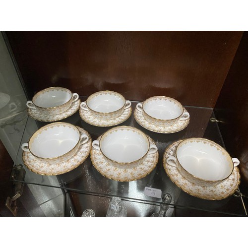 411 - 61 piece Spode 'Fluer De Lys' Y8063-C bone china coffee & dinner service, one coffee can saucer as f... 