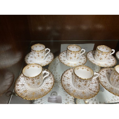 411 - 61 piece Spode 'Fluer De Lys' Y8063-C bone china coffee & dinner service, one coffee can saucer as f... 