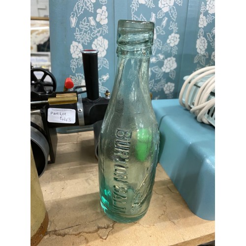 440 - Collection of vintage pottery, Codd bottle, Davies & Co Ltd Burton Salmon glass bottle, stoneware bo... 