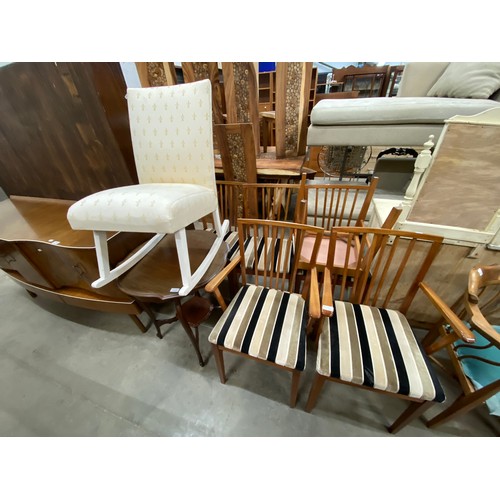 66 - 6 mid century teak 'Vanson' dining chairs including 2 carvers, an upholstered bedroom chair and a Vi... 