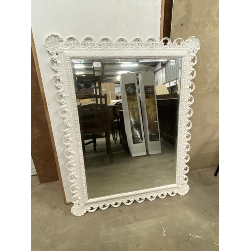 11 - White framed bevel edged mirror 108 x 86cm