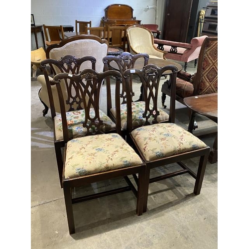 115 - 4 19th century mahogany Chippendale style dining chairs