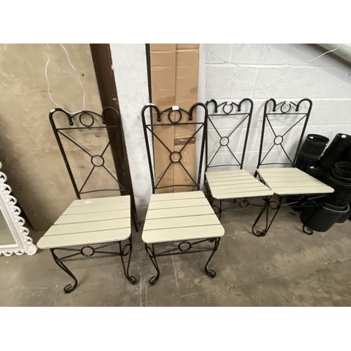 12 - 4 metal framed garden chairs 100H 47W 44D