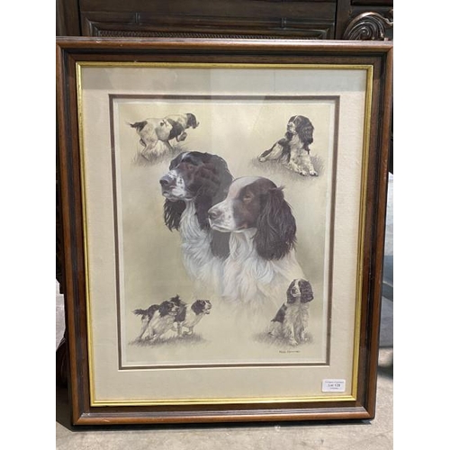 128 - Framed Nigel Hemming lithograph of spaniels 60 x 50cm