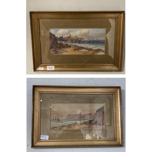 130 - 2 Alfred Durham (British 20th century) watercolours on board of coastal scenes 31 x 45cm