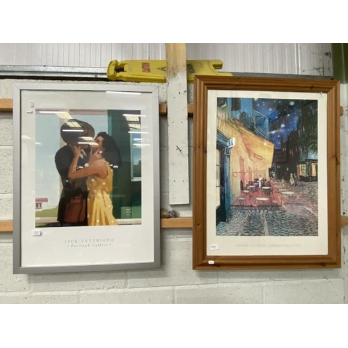 17 - Framed Jack Vettriano 'The Last Great Romantic' print 85 x 65cm and a pine framed Vincent Van Gogh '... 