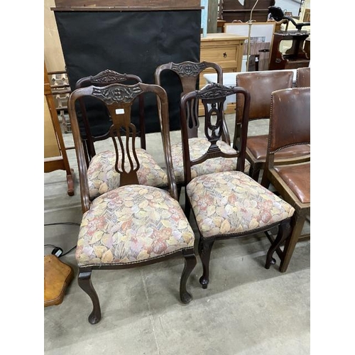 173 - 2 pairs of late Victorian mahogany parlour chairs 94H 50W 52D & 93H 48W 44D