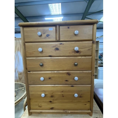 176 - Pine 2 over 5 chest of drawers 107H 82W 49D