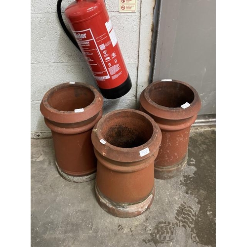 19 - 3 terracotta chimney pots/planters 46H 28cm diameter