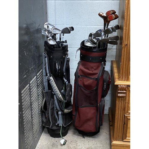 2 - 2 golf bags and clubs including Dunlop and Adams