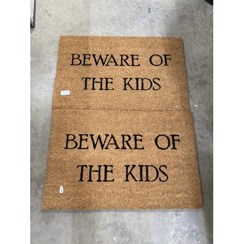 203 - 2 'Beware Of The Kids' coir doormats 61 x 41cm (new)