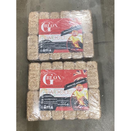 213 - 2 packs of ready to burn wood fuel briquettes - 100% homegrown virgin wood (less than 10% moisture)