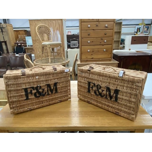 225 - 2 Fortnum & Mason wicker hampers 23H 50W 30D