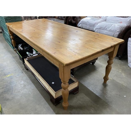 234 - Pine farmhouse kitchen table 77H 244W 106D