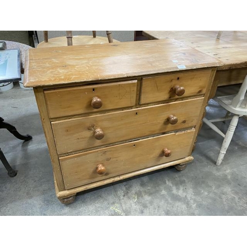 241 - Antique pine 2 over 2 chest of drawers 81H 92W 47D