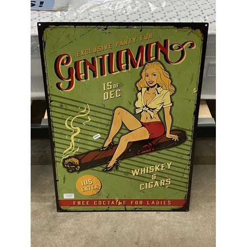 243 - Reproduction 'Whiskey & Cigars' metal sign 70 x 50cm (new)