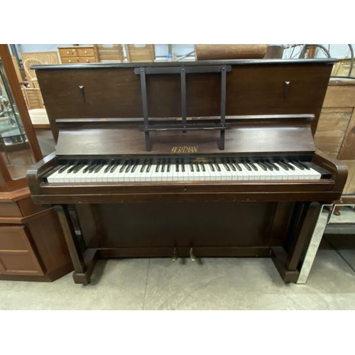 245 - Mahogany framed ‘Hertman’ upright piano 122H 135W 60D