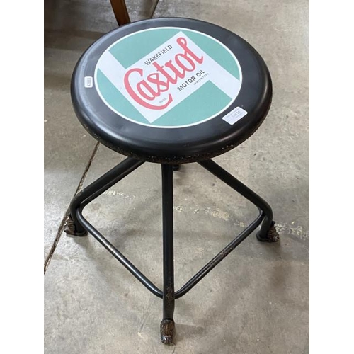 34 - Reproduction metal 'Castrol' stool 54H 40cm diameter