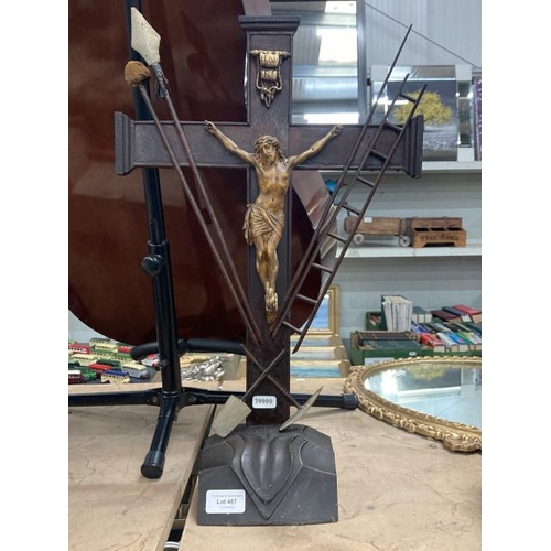 467 - 18th/19th century French wooden carved crucifix 51H 32W