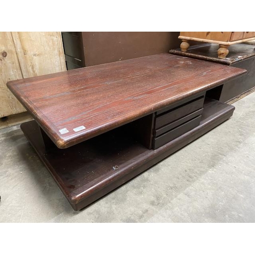 48 - Stained pine coffee table 38H 136W 75D