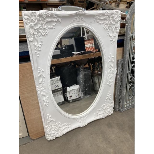 503 - Rococo style white framed mirror 110H 80W