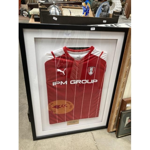 520 - Framed Rotherham United FC match worn shirt of Michael Smith 7 December 2021 85H 64W