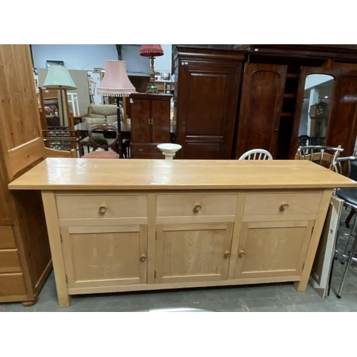 81 - Good quality beech 3 door/3 drawer sideboard 91H 213W 55D