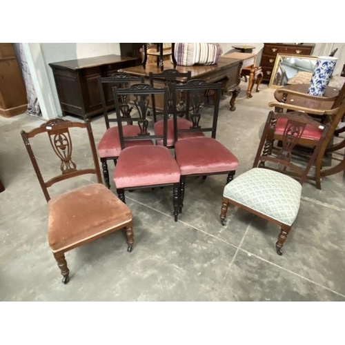 83 - 4 Edwardian mahogany dining chairs and 2 mahogany nursing chairs