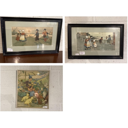 91 - Framed Margaret W Tarrant (188-1959) print 55 x 47cm and 2 Ethel Parkinson (1868-1957) Dutch prints ... 