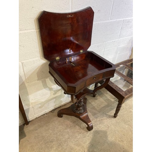 89 - 19th century mahogany work table 73H 50W 40D