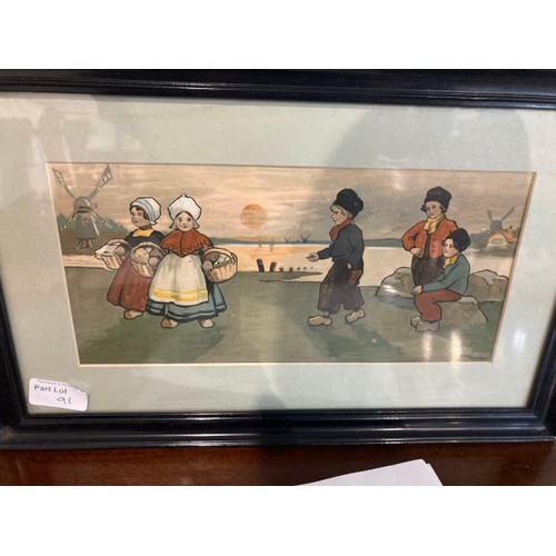 91 - Framed Margaret W Tarrant (188-1959) print 55 x 47cm and 2 Ethel Parkinson (1868-1957) Dutch prints ... 