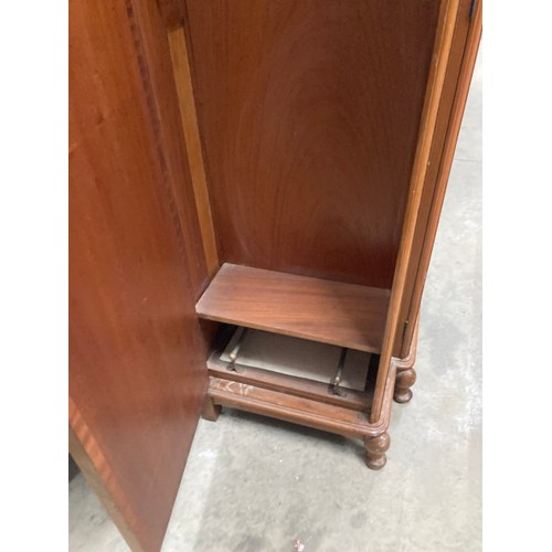 253 - Art Deco walnut wardrobe with end cupboards 190H 153W 55D