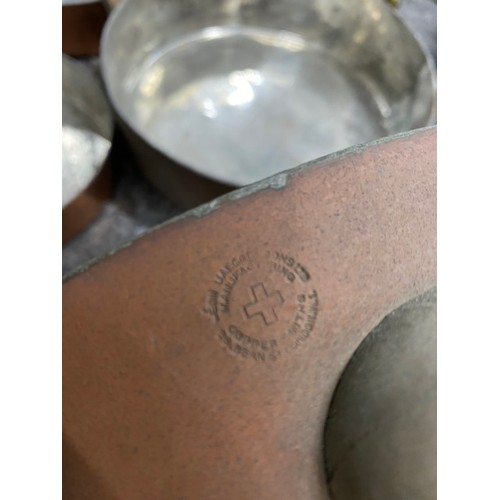 283 - 5 antique copper pans